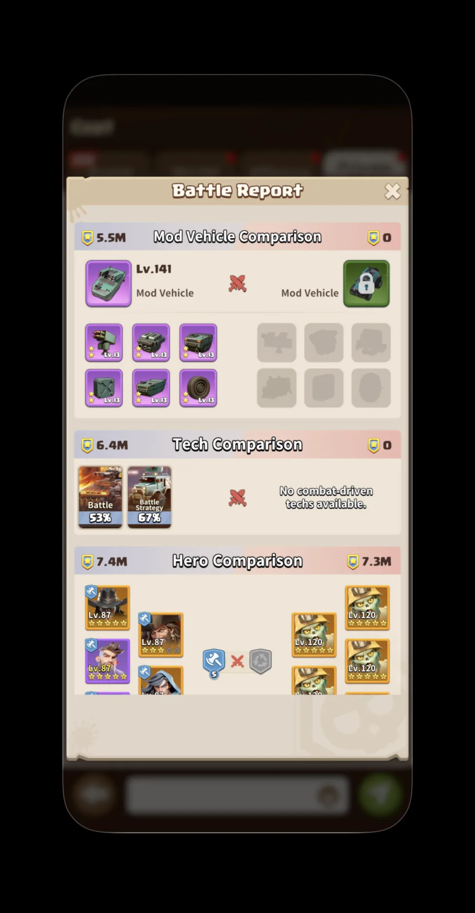 F1 comparison — mod vehicle 5.5M