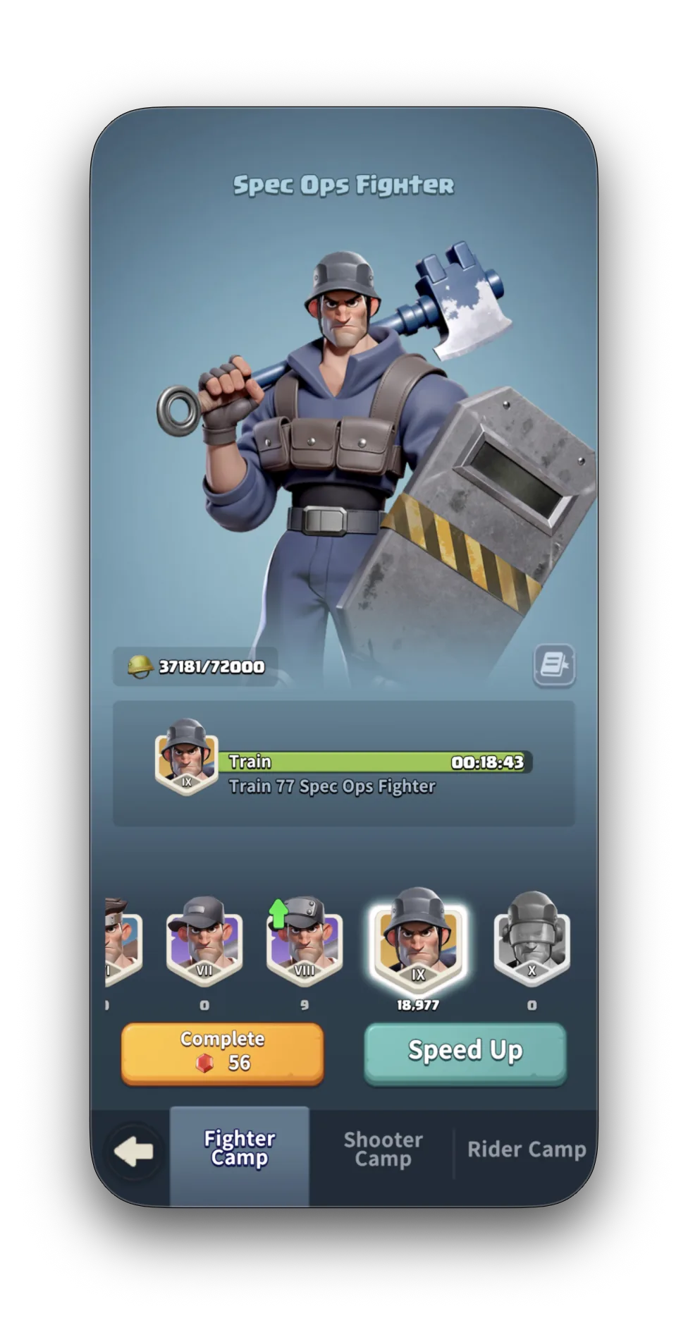 Spec Ops Fighter training in progress — Fighter Camp active